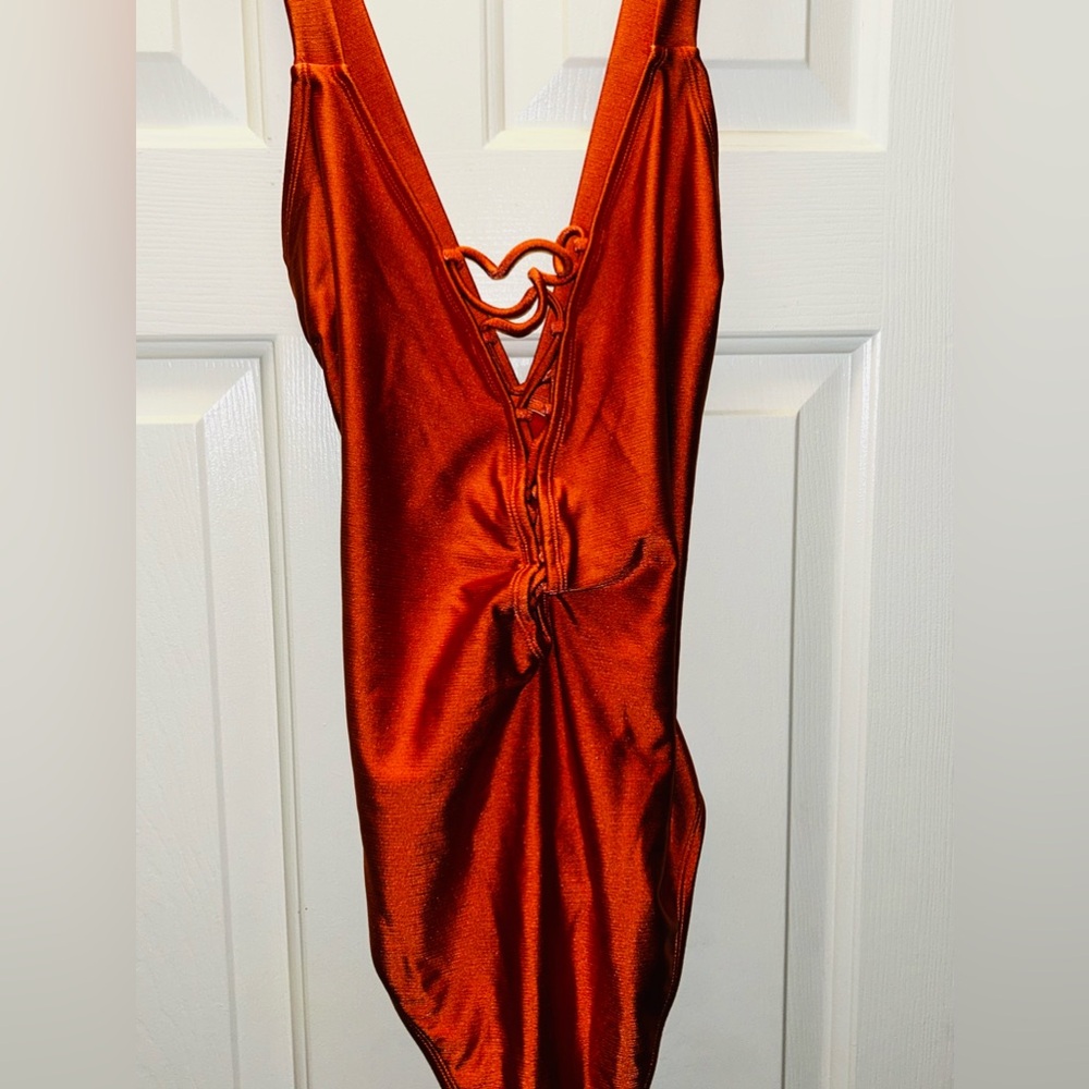 Rust Orange Swimsuit.